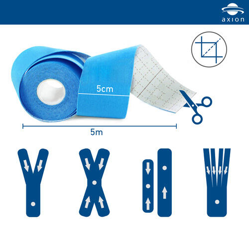 Set di 3 rotoli di tape kinesiologico axion - in blu, beige e nero.