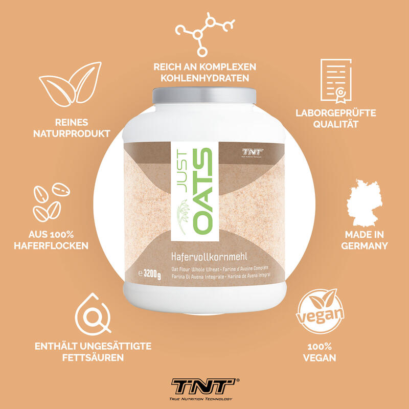 TNT Just Oats - Hafervollkornmehl - Komplexe Kohlehydrate für deinen Shake