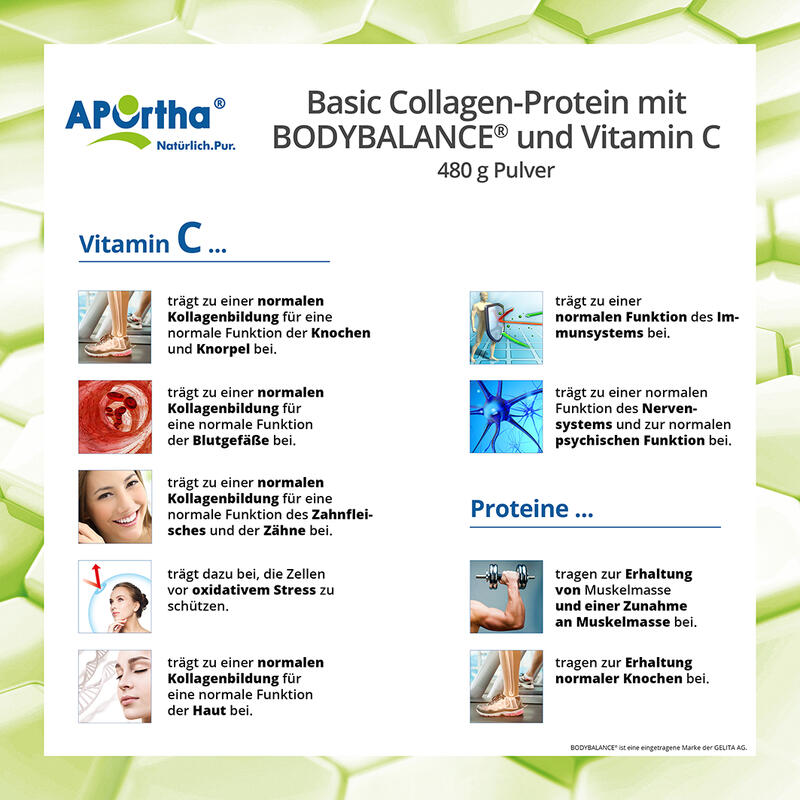 Basic BODYBALANCE® B (Rind) Collagen-Drink + Vitamin C - 480 g Pulver