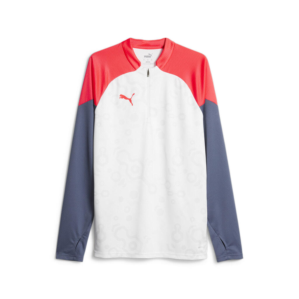 PUMA Mens individualCUP Football Quarter-Zip Top - White-Fire Orchid