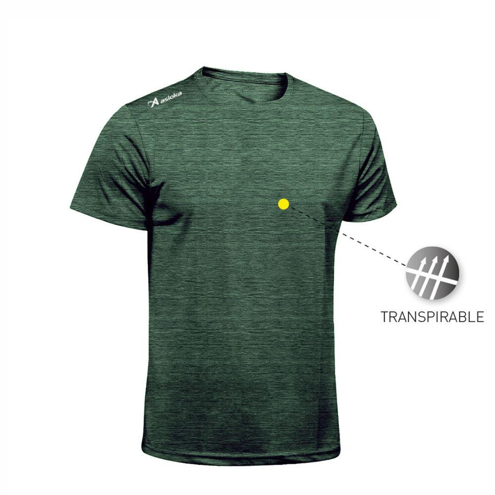 Camiseta Running Manga Corta Hombre Asioka Río Jaspe Verde Oscuro Transpirable 2/6