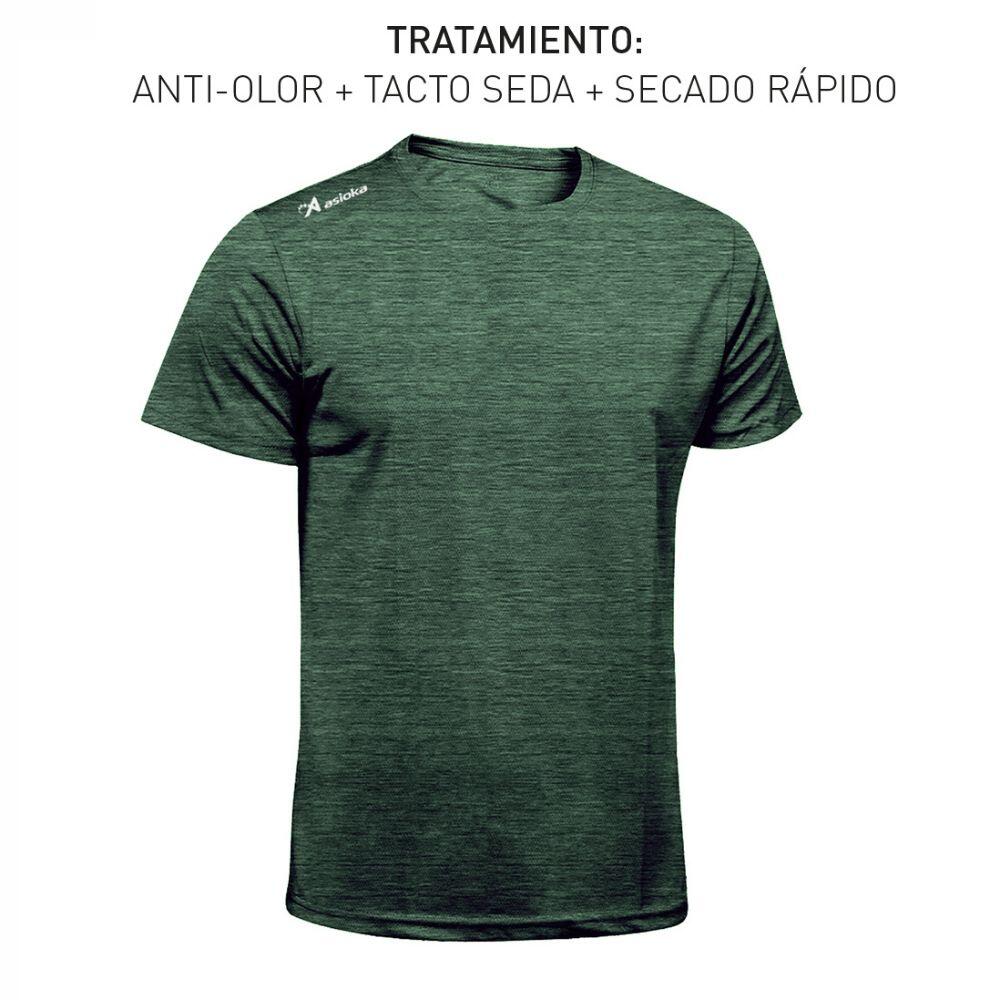 Camiseta Running Manga Corta Hombre Asioka Río Jaspe Verde Oscuro Transpirable 3/6