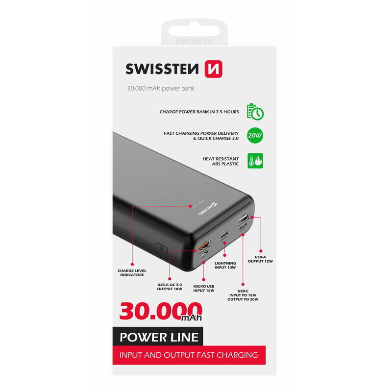 Powerbank Swissten Power Line 30.000 mAh 