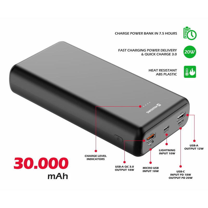 Powerbank Swissten Power Line 30.000 mAh 