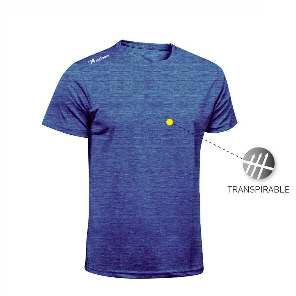 Camiseta Running Manga Corta Hombre Asioka Río Jaspe Azul Oscuro Transpirable 2/6