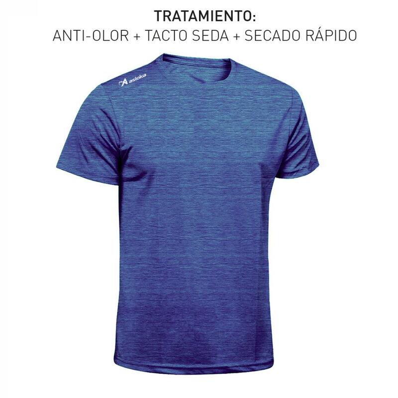 Camiseta Running Manga Corta Hombre Asioka Río Jaspe Azul Oscuro Transpirable