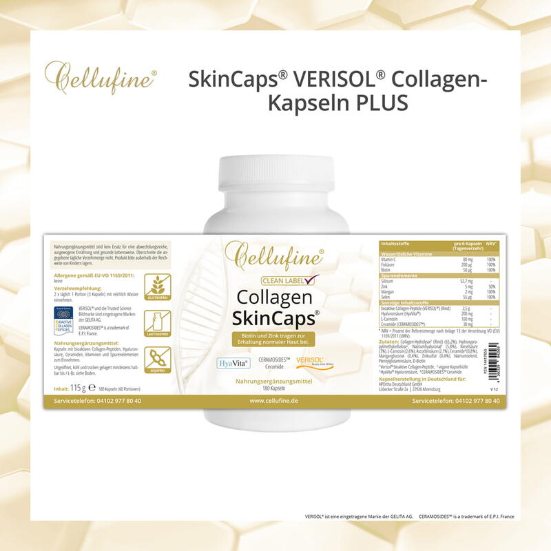SkinCaps® VERISOL® B (Rind) Collagen-Kapseln PLUS  - 180 Kapseln