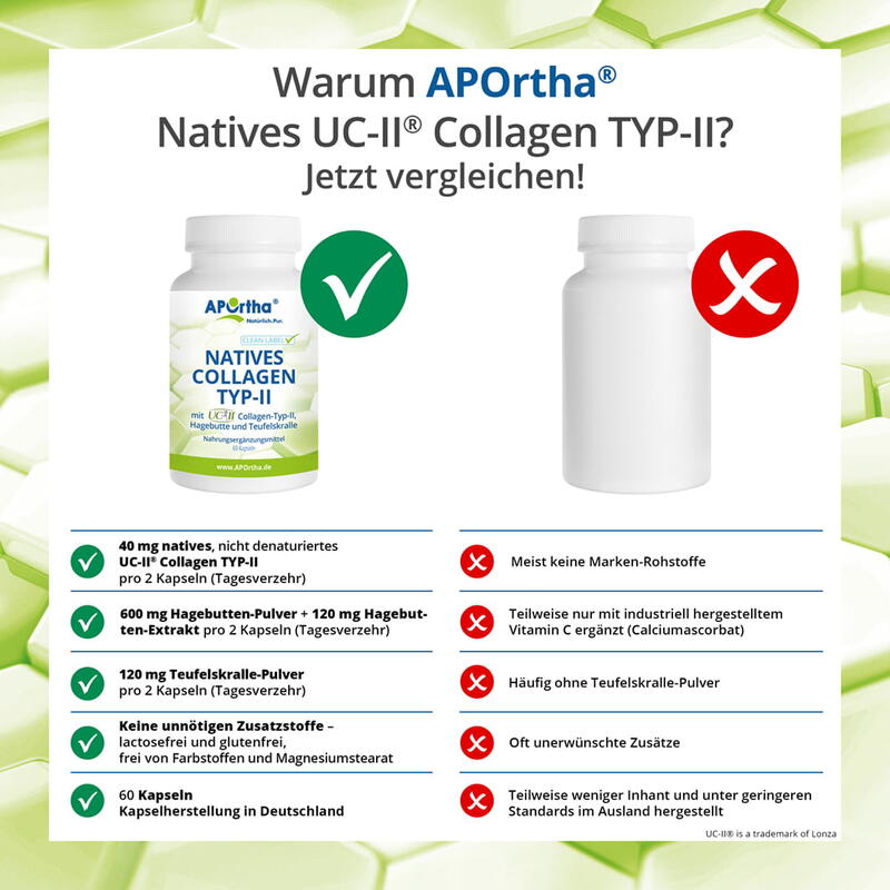 Natives UC-II® Collagen TYP-II + Hagebutte und Teufelskralle - 60 Kapseln