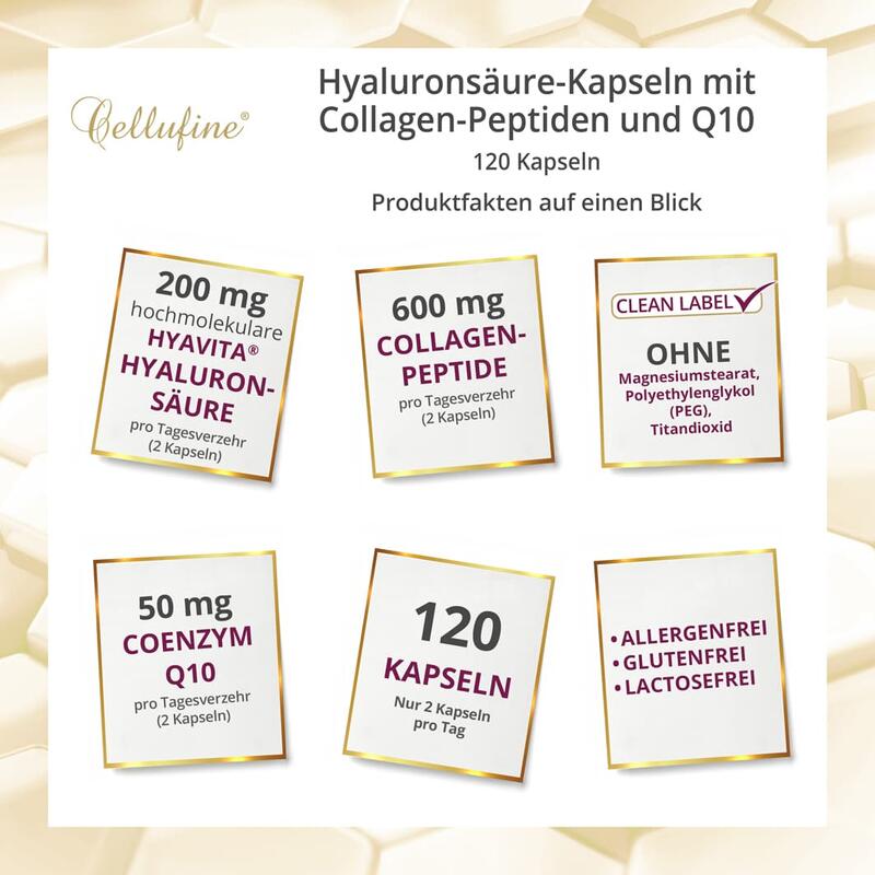 Hyaluronsäure-Kapseln mit Collagen-Peptiden und Q10 – 120 Kapseln