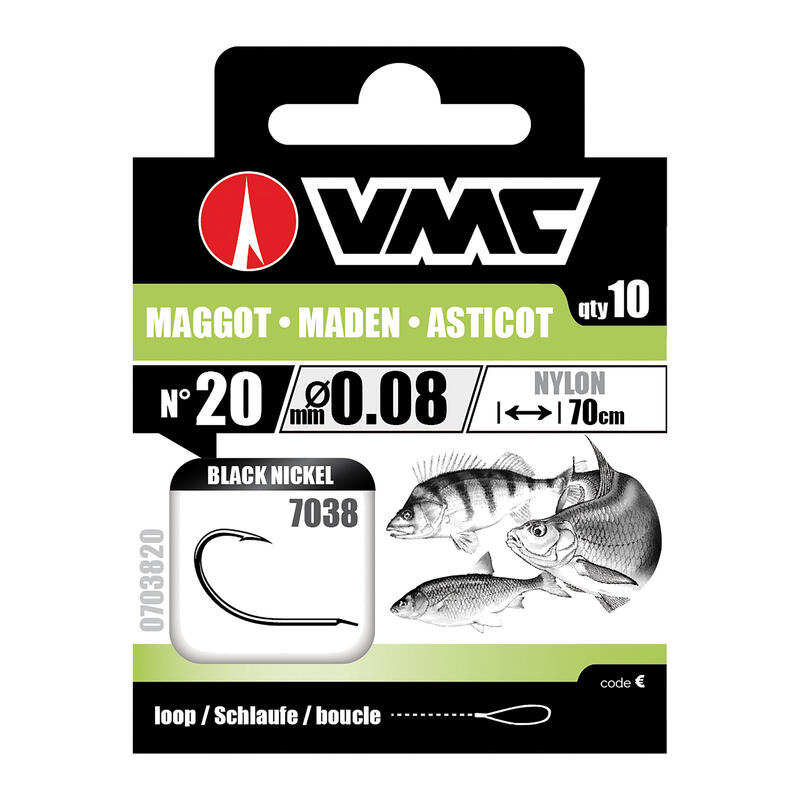 VMC Maggot methode leader loop hook with barb barb with line 10 pcs.