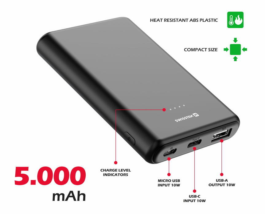 Powerbank Swissten Power Line 5.000 mAh 2/4
