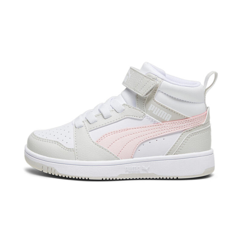 Rebound V6 Mid Sneakers Jugendliche PUMA White Frosty Pink Sedate Gray