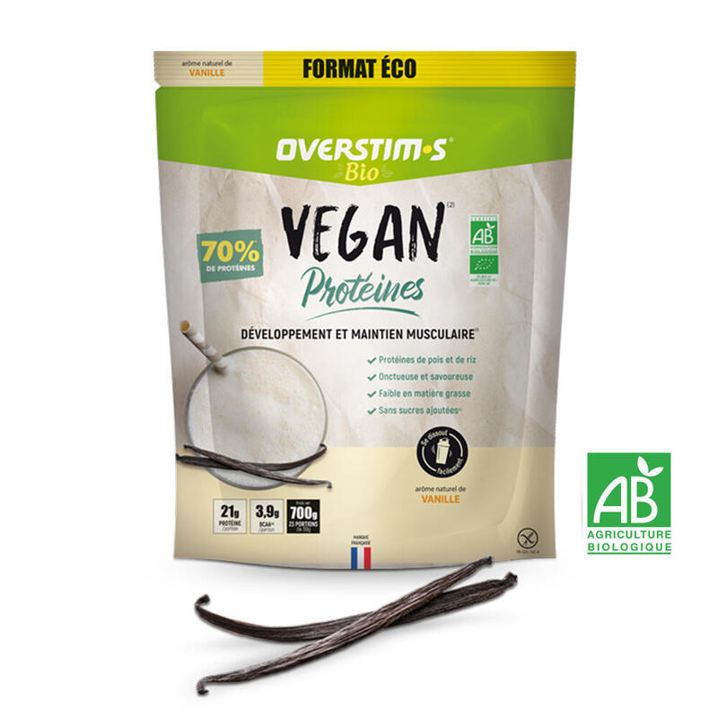 Proteine Vegan Bio Vanille 700g OVERSTIM.S Decathlon