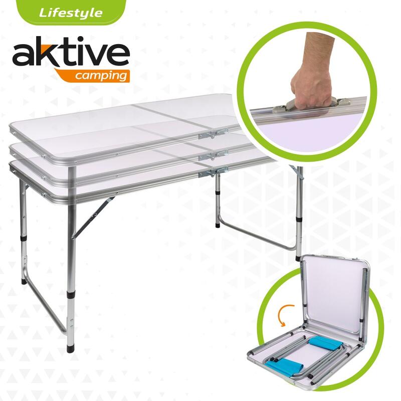 Mesa plegable regulable en altura con 4 taburetes Aktive