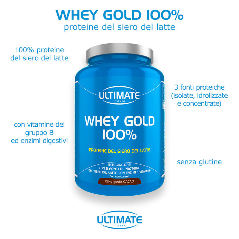 Integratore alimentare - WHEY GOLD 100% CACAO - 1,5 Kg