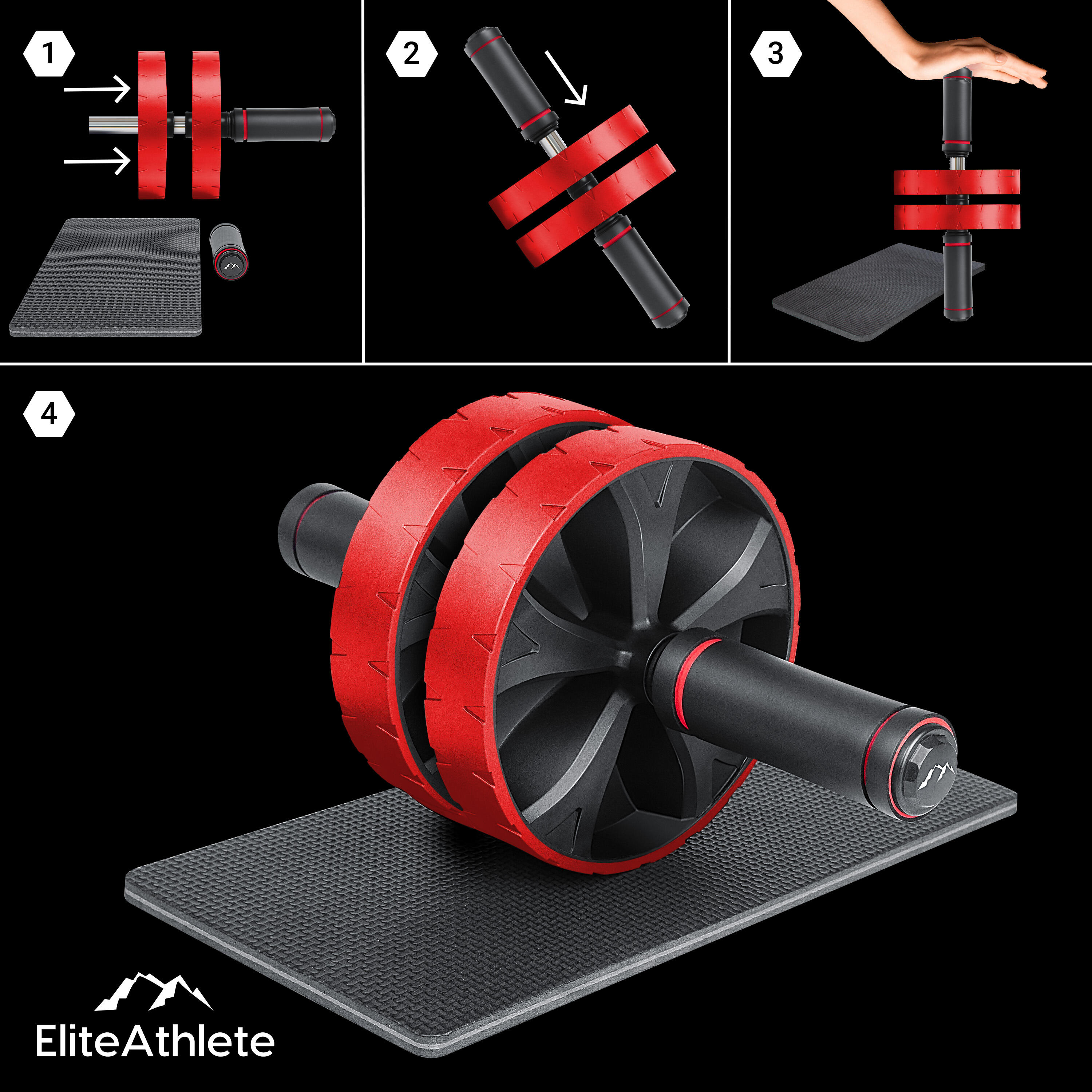 EliteAthlete® Buiktrainer - Roulette Abdominaux - AB Wheel - Rouleau Abdo 5/7