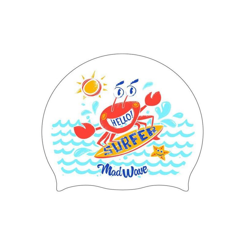 Touca de natação Junior de silicone SURFER Branco