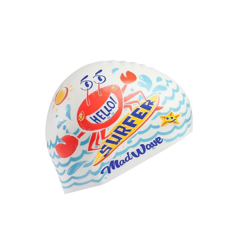 Touca de natação Junior de silicone SURFER Branco