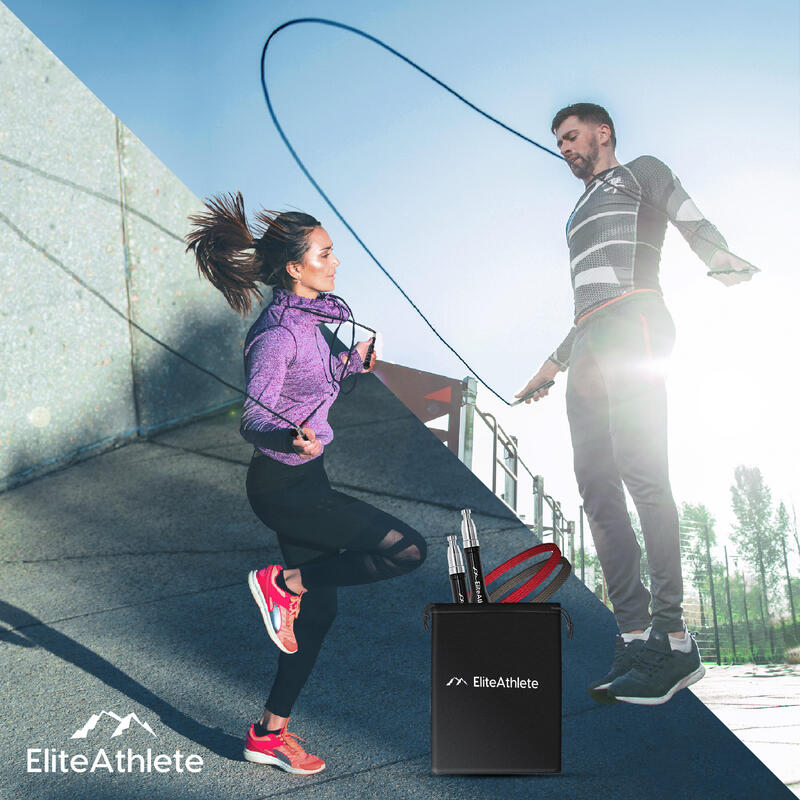 EliteAthlete® Corde a Sauter Sport - Jump Rope Lestée Metal + Sac