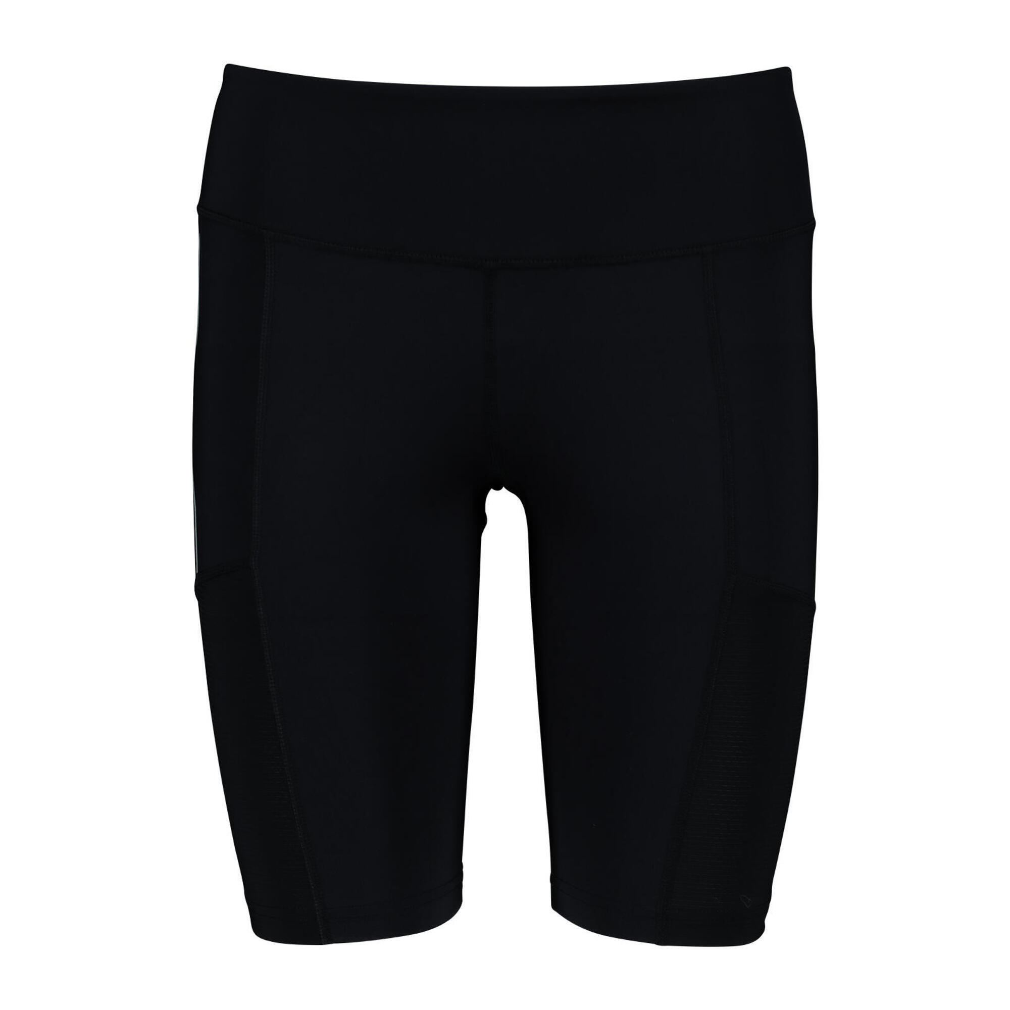 2XU Women's Aero Vent Mid-Rise Compression Shorts - Black / Silver Reflective 1/5