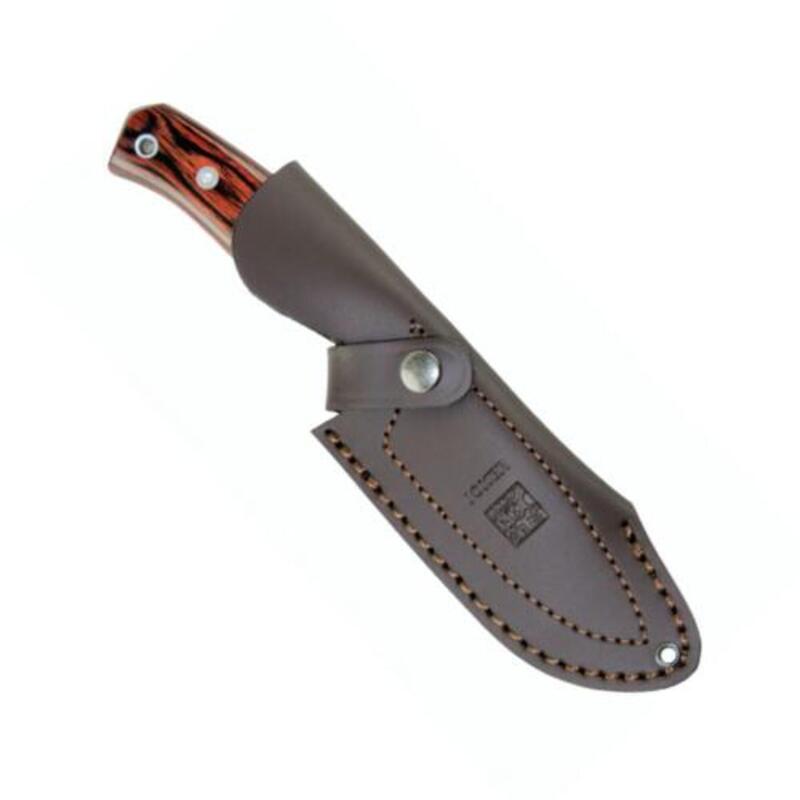 Couteau de survie CR18 à lame fixe - manche en bois rouge
