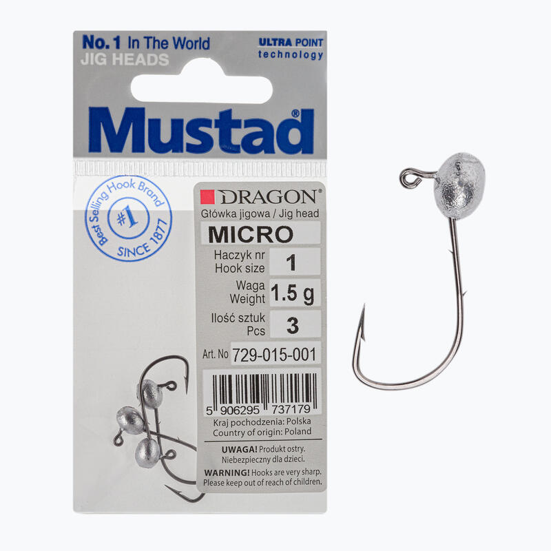 Mustad Micro jigfej 3 db 1-es méret