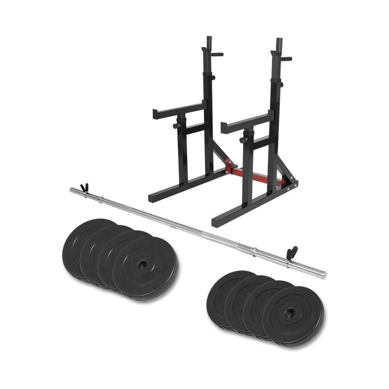 Kit Musculacion 30 Kg con Rack Sentadillas Gorilla Sports Negro/Gris