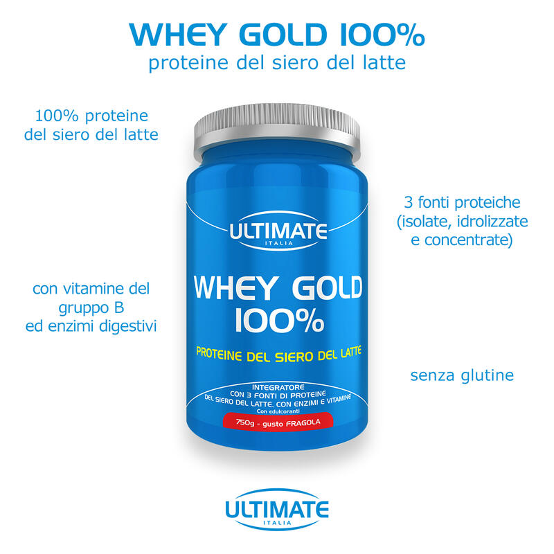 Integratore alimentare - WHEY GOLD 100% FRAGOLA - 750g