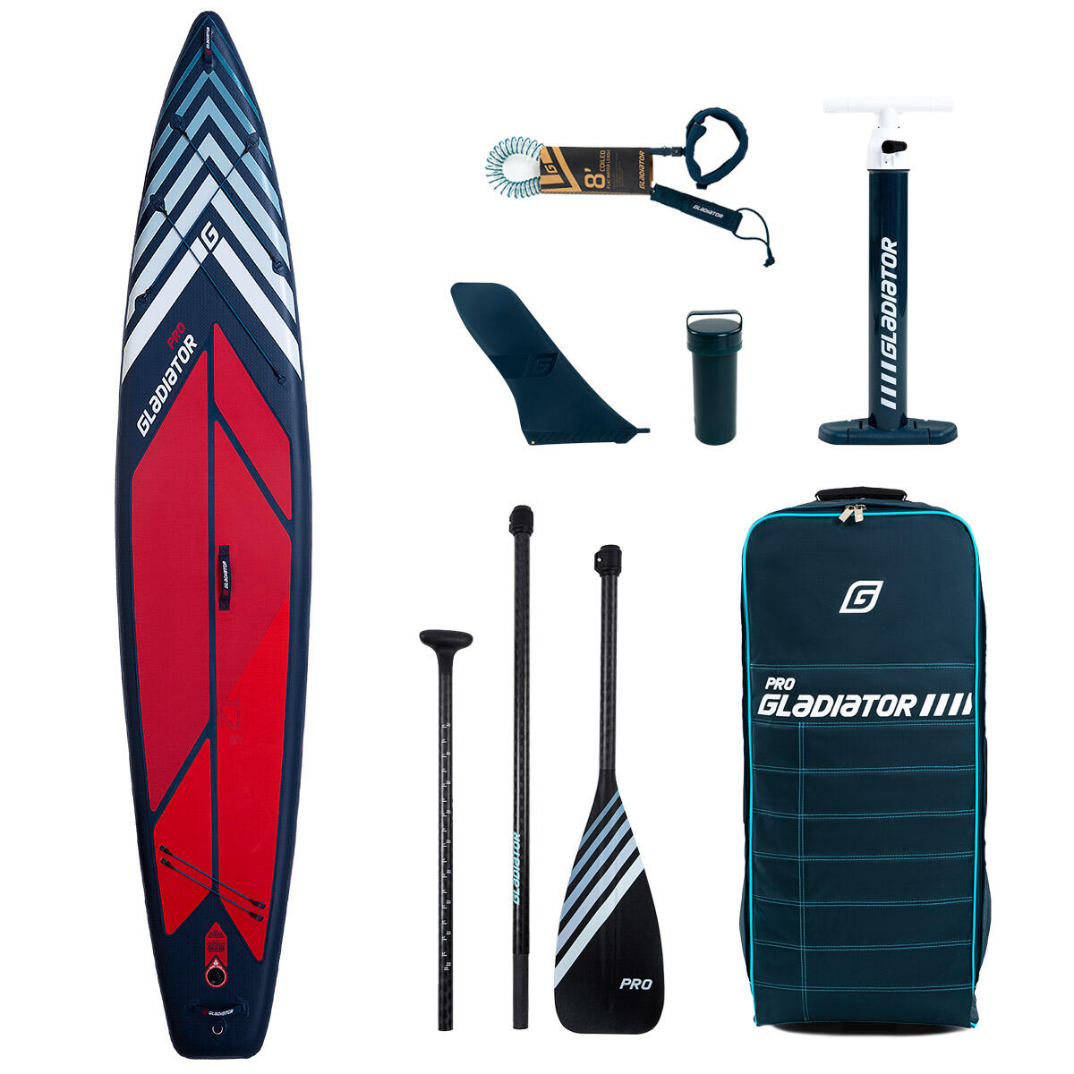 Pro 12'6 LIGHT INFLATABLE STAND UP PADDLE BOARD - RED 1/6