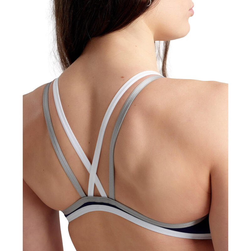 Arena Swimsuit Double Cross One Back Navy White Silver