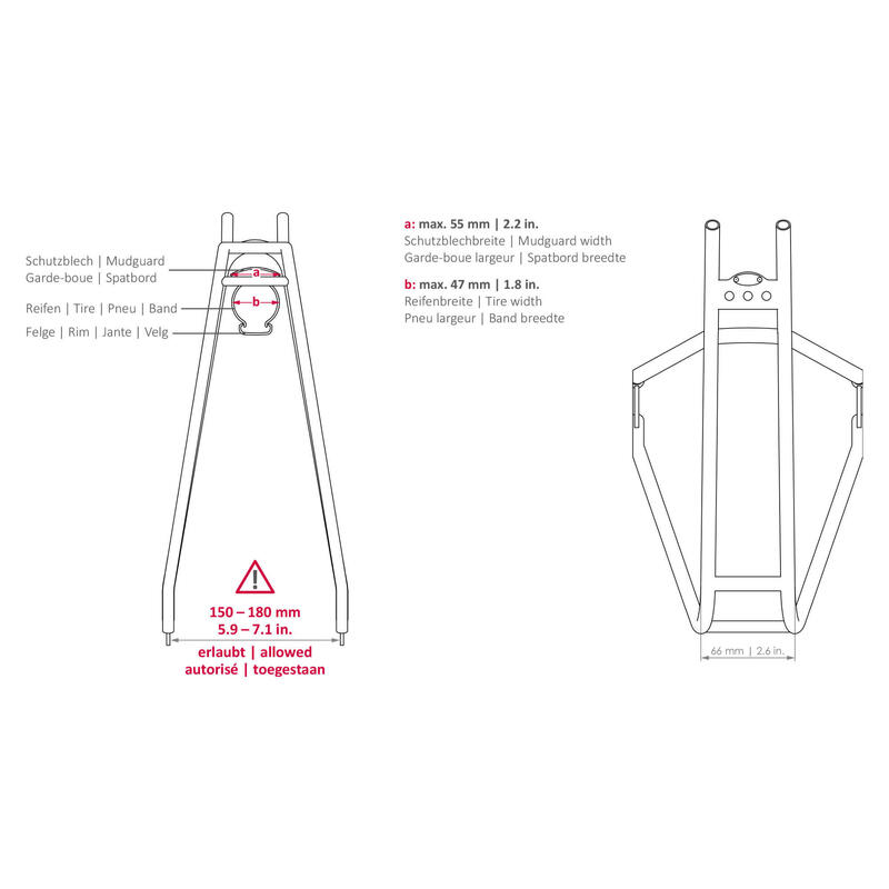 RACKTIME Porte-bagages Tubus Airy, titane, 26-28"