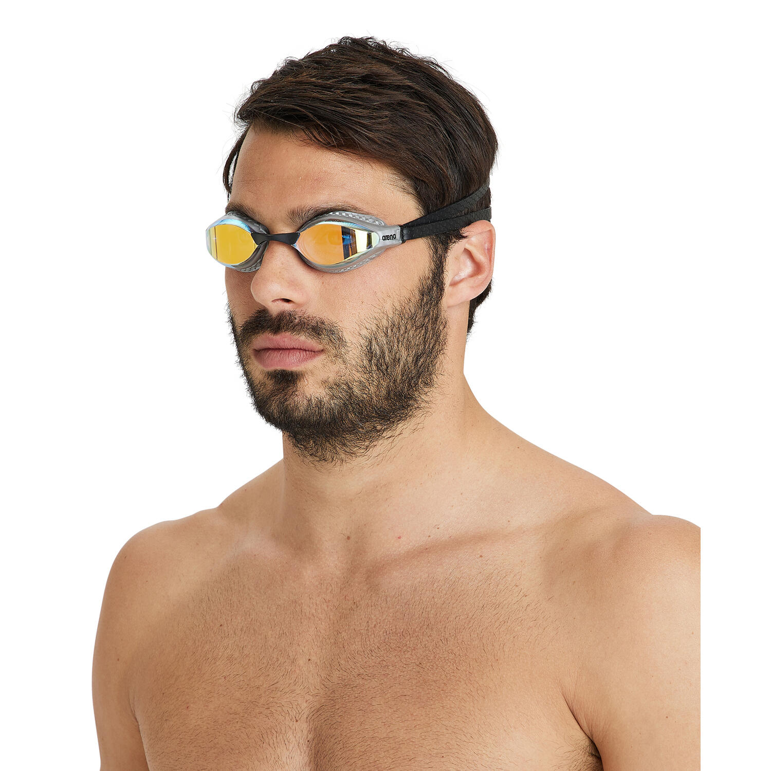 Arena Airspeed Mirrored Goggles - Yellow Copper / Silver 3/4