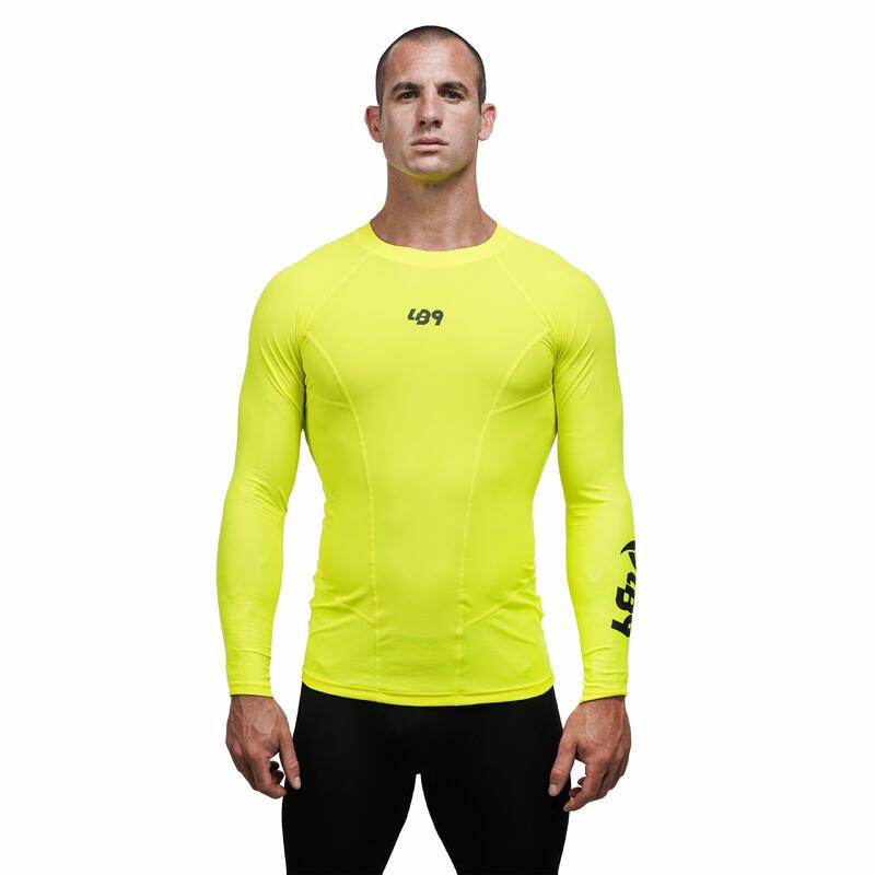 Maglia Anti UV Rashguard per Canoa, Kayak e SUP - Giallo Fluo