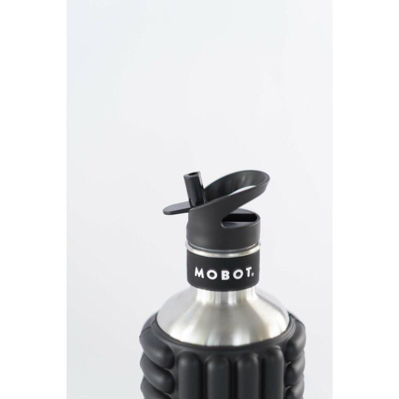 Bouteille de sport noir avec revêtement Trigger point - MOBOT - 1,2 Litres