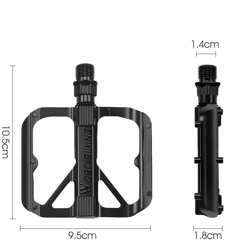 Set 2 pedale biciclete MTB, BMX si de oras, model lat, crampoane, 10.5x9.5x1.8cm