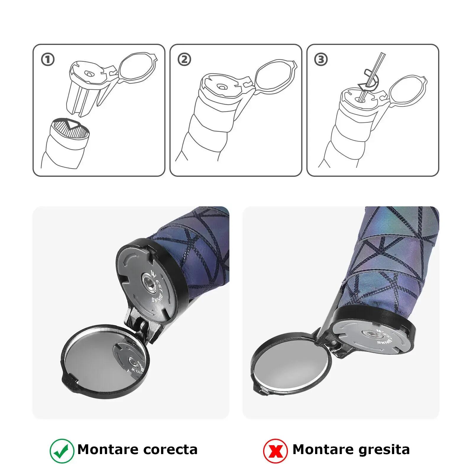 Oglinda laterala HD pentru biciclete, montare capat ghidon, rotatie 360, negru 6/7