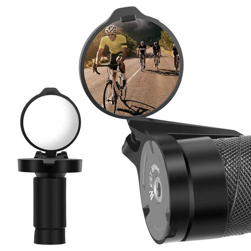 Oglinda laterala HD pentru biciclete, montare capat ghidon, rotatie 360, negru