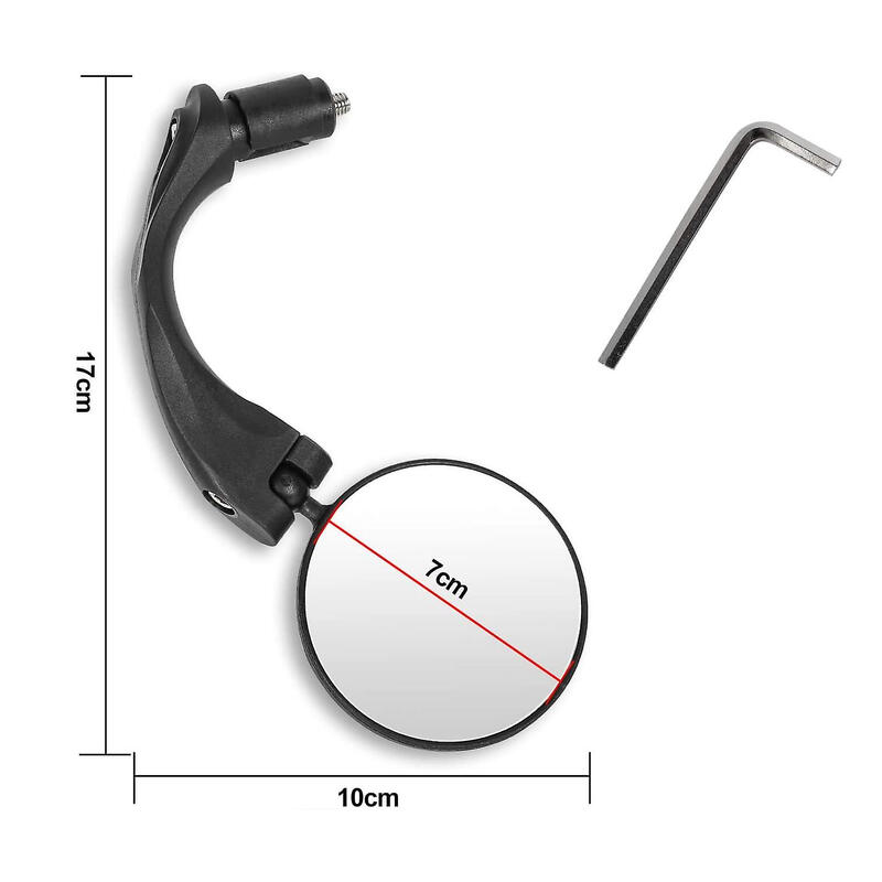 Oglinda retrovizoare biciclete, montare capat ghidon, rotatie 360 grade, stanga