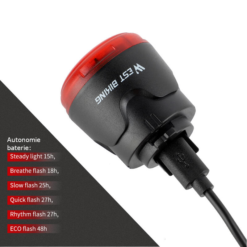 Stop spate bicicleta, LED, 6 moduri iluminare, senzor de frana si de lumina, USB
