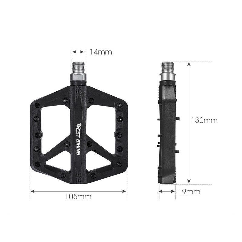 Set 2 pedale platforma biciclete MTB si oras,model lat, crampoane, 10.5x13x1.9cm