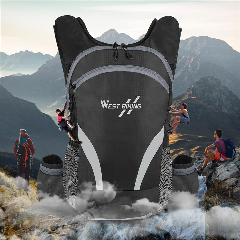 Rucsac bicicleta pliabil, impermeabil, buzunar sistem hidratare, 15L, negru+gri