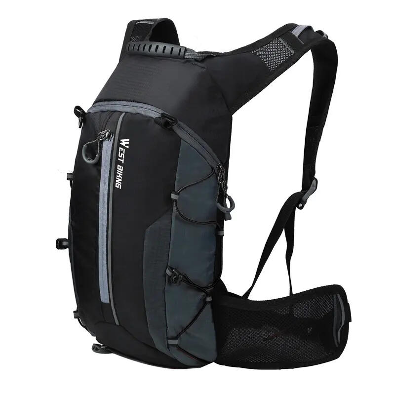 Rucsac bicicleta pliabil, impermeabil, buzunar sistem hidratare, 10L, negru+gri