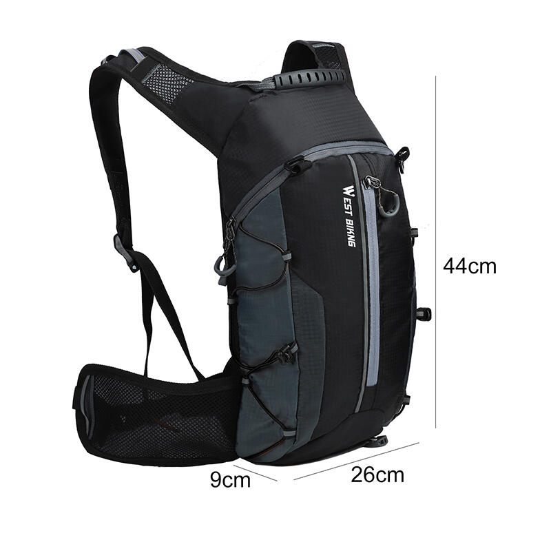 Rucsac bicicleta pliabil, impermeabil, buzunar sistem hidratare, 10L, negru+gri