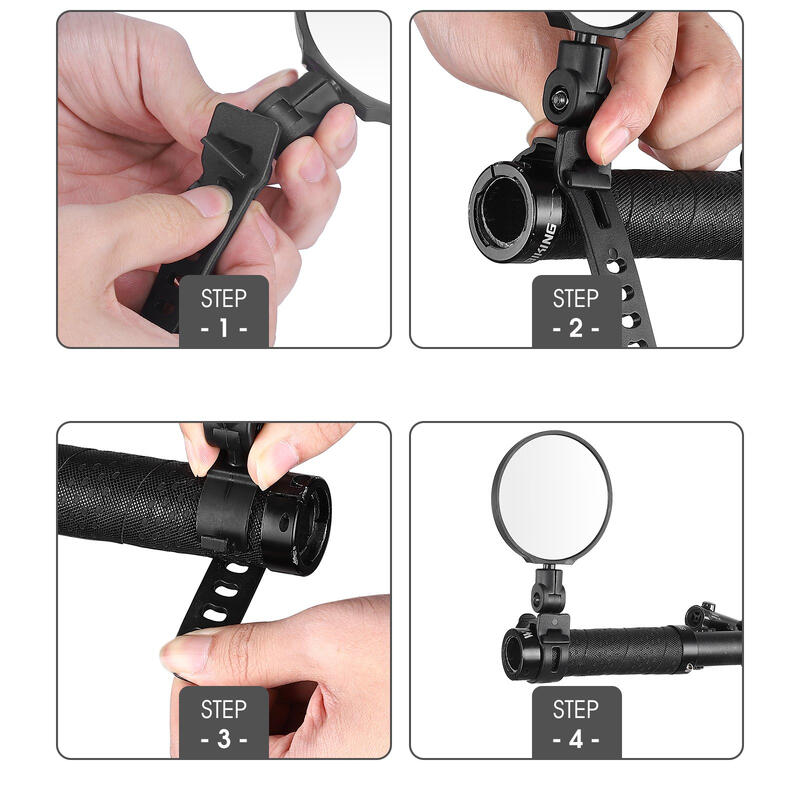 Oglinda retrovizoare HD pentru biciclete, montare ghidon, rotatie 360, negru