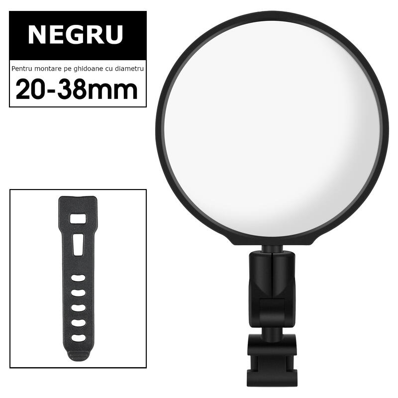 Oglinda retrovizoare HD pentru biciclete, montare ghidon, rotatie 360, negru