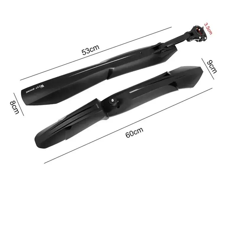 Set aparatori bicicleta MTB, fata 60 x 9 cm, spate 53 x 8 cm, plastic, negru 5/6