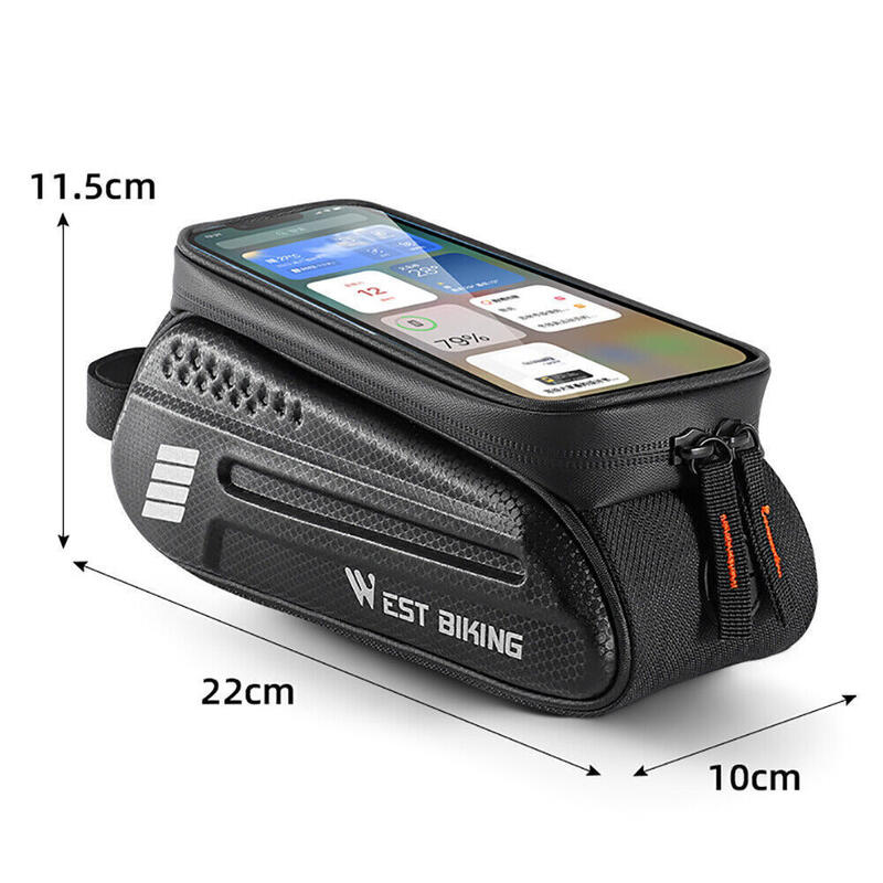 Geanta pentru bicicleta, fixare cadru, suport pentru telefon, impermeabila, 1.5L