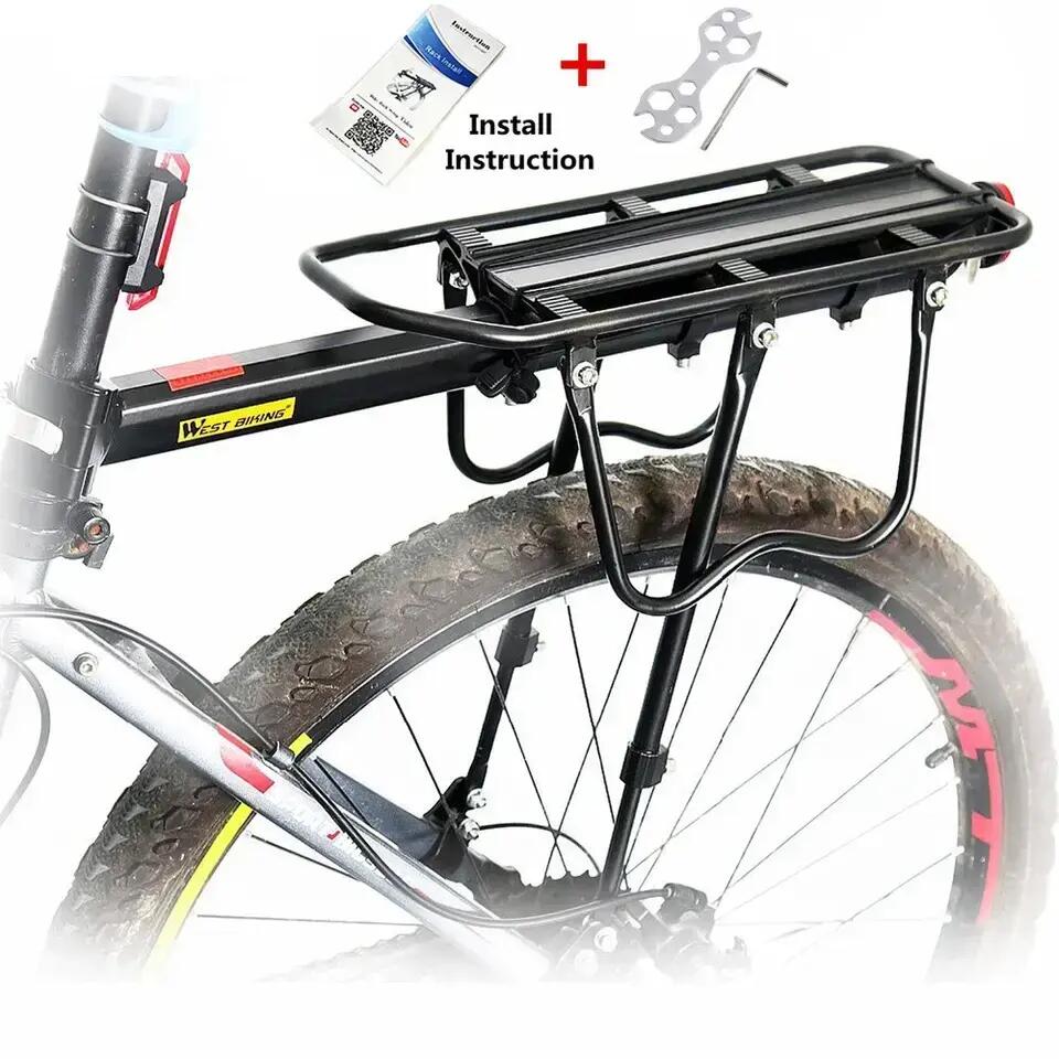 Portbagaj bicicleta MTB cu stop reflectorizant rosu, sarcina max 50 kg, negru 6/6