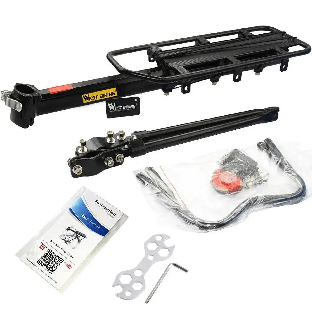 Portbagaj bicicleta MTB cu stop reflectorizant rosu, sarcina max 50 kg, negru 3/6