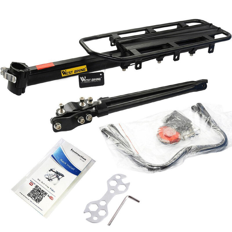 Portbagaj bicicleta MTB cu stop reflectorizant rosu, sarcina max 50 kg, negru